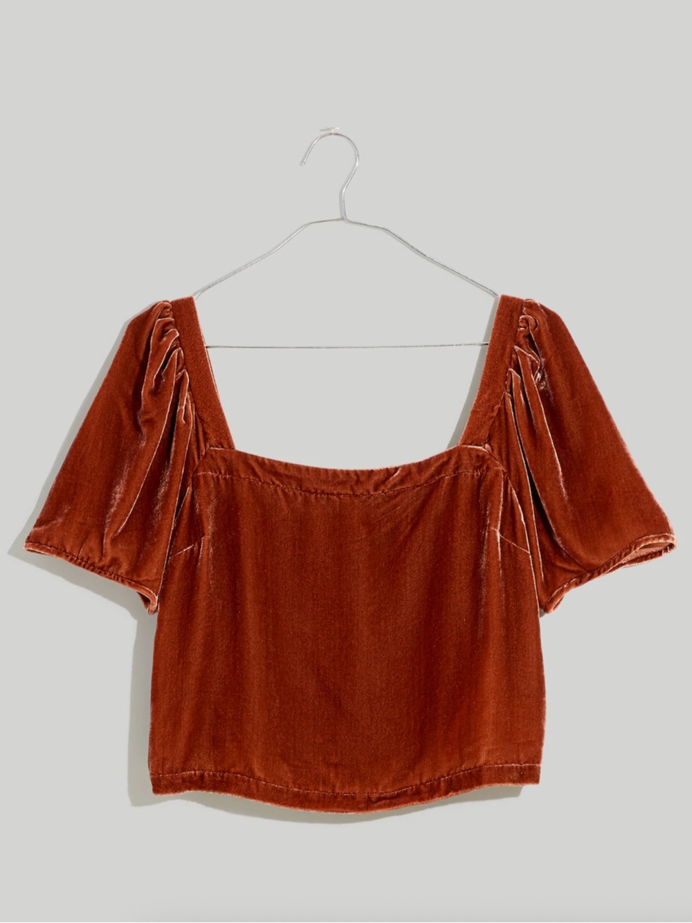 Madewell Rust Velvet Square-Neck Crop Top - Picture 3 of 4